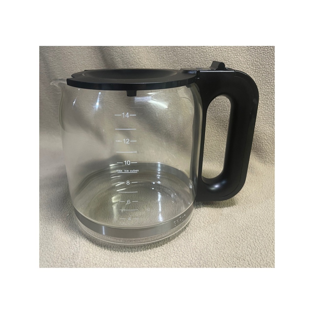 Braun 14 Cup Glass Coffee Carafe Replacement Black Silver Handle Clear Glass